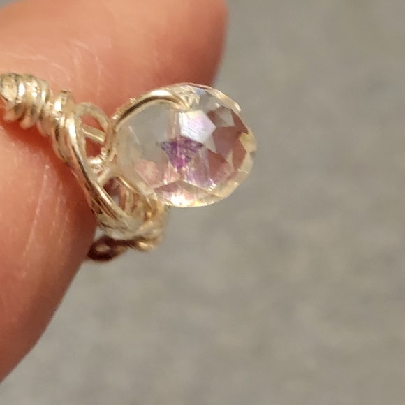Silver and Clear Crystal Bead Ring - Picture 2 of 9
